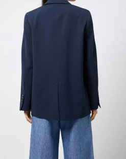 Femme Esprit Veste blazer classique 1 bouton bleu marine