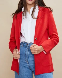 Outlet Devernois Veste blazer en Laine mélangée Voilier rouge