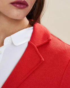 Outlet Devernois Veste blazer en Laine mélangée Voilier rouge