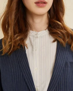 Clearance Chloé Stora Veste blazer en Lin mélangé Virgile bleue