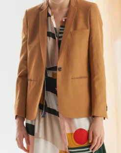 Femme Chloé Stora Veste blazer en Lin mélangé Vana camel