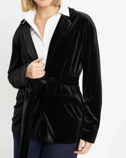 Sale Galeries Lafayette Veste blazer en Velours lisse noire