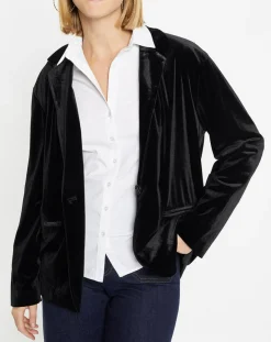 Sale Galeries Lafayette Veste blazer en Velours lisse noire