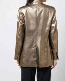 Discount Esprit Veste blazer enduit métallisé coupe droite bronze