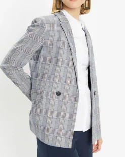 Online Galeries Lafayette Veste blazer Rune double boutonnage imprimé Pince de Galles gris/noir