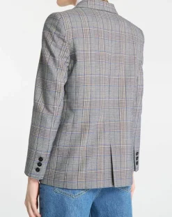 Online Galeries Lafayette Veste blazer Rune double boutonnage imprimé Pince de Galles gris/noir