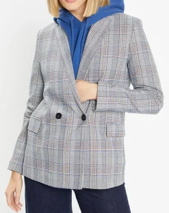 Online Galeries Lafayette Veste blazer Rune double boutonnage imprimé Pince de Galles gris/noir
