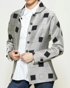 Discount Giorgio Armani Veste courte à imprimé géométriques argenté/noir