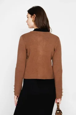 Online C&Jo Veste courte boutonnée marron