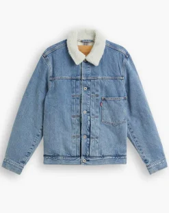 Homme Levi's® Veste courte en Coton denim col façon sherpa Trucker bleue
