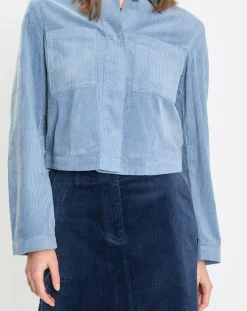 Clearance Marc O'Polo Veste courtes en Velours côtelé bleu ciel