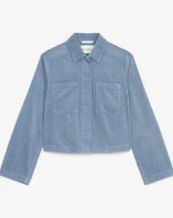 Clearance Marc O'Polo Veste courtes en Velours côtelé bleu ciel