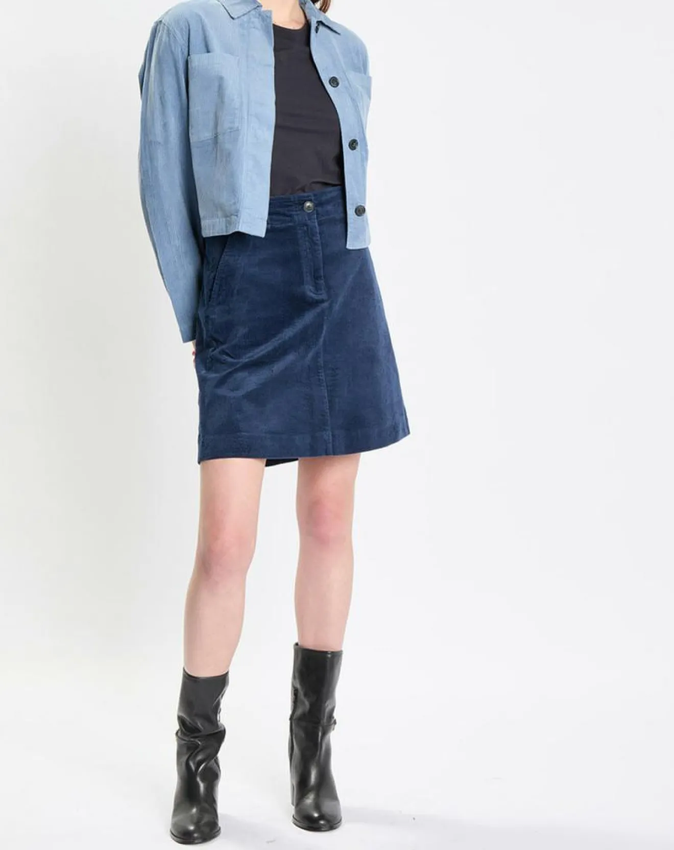 Clearance Marc O'Polo Veste courtes en Velours côtelé bleu ciel