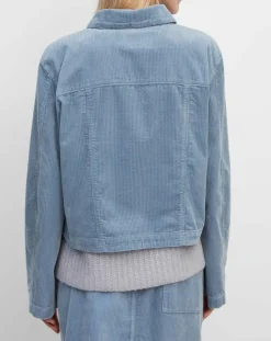 Clearance Marc O'Polo Veste courtes en Velours côtelé bleu ciel