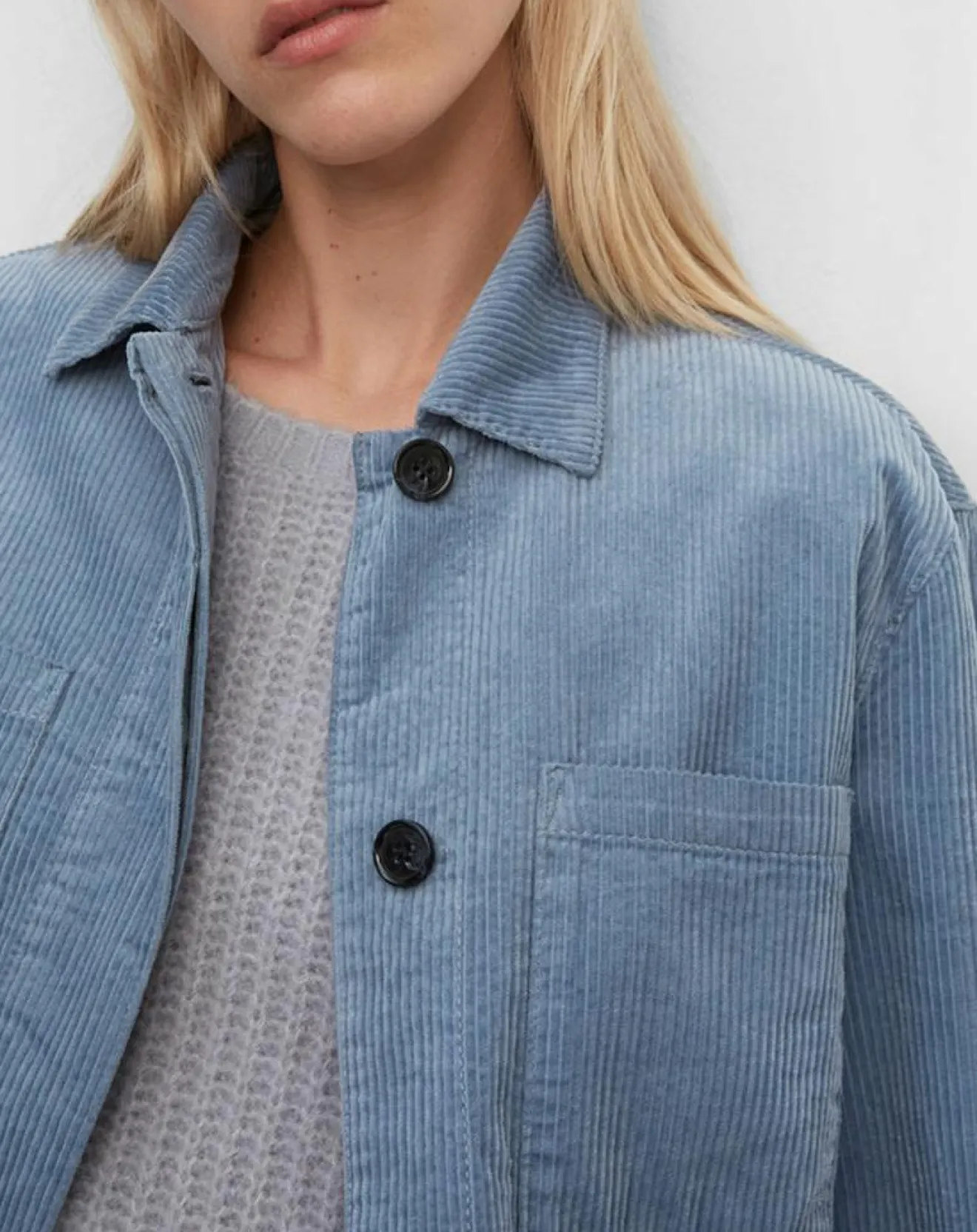 Clearance Marc O'Polo Veste courtes en Velours côtelé bleu ciel