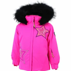 Enfant Degré 7 Veste de Ski Etoile col fausse fourrure rose fluo