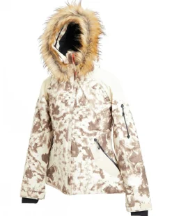 Femme Degré 7 Veste de Ski Flegere imprimé col fausse fourrure vanille