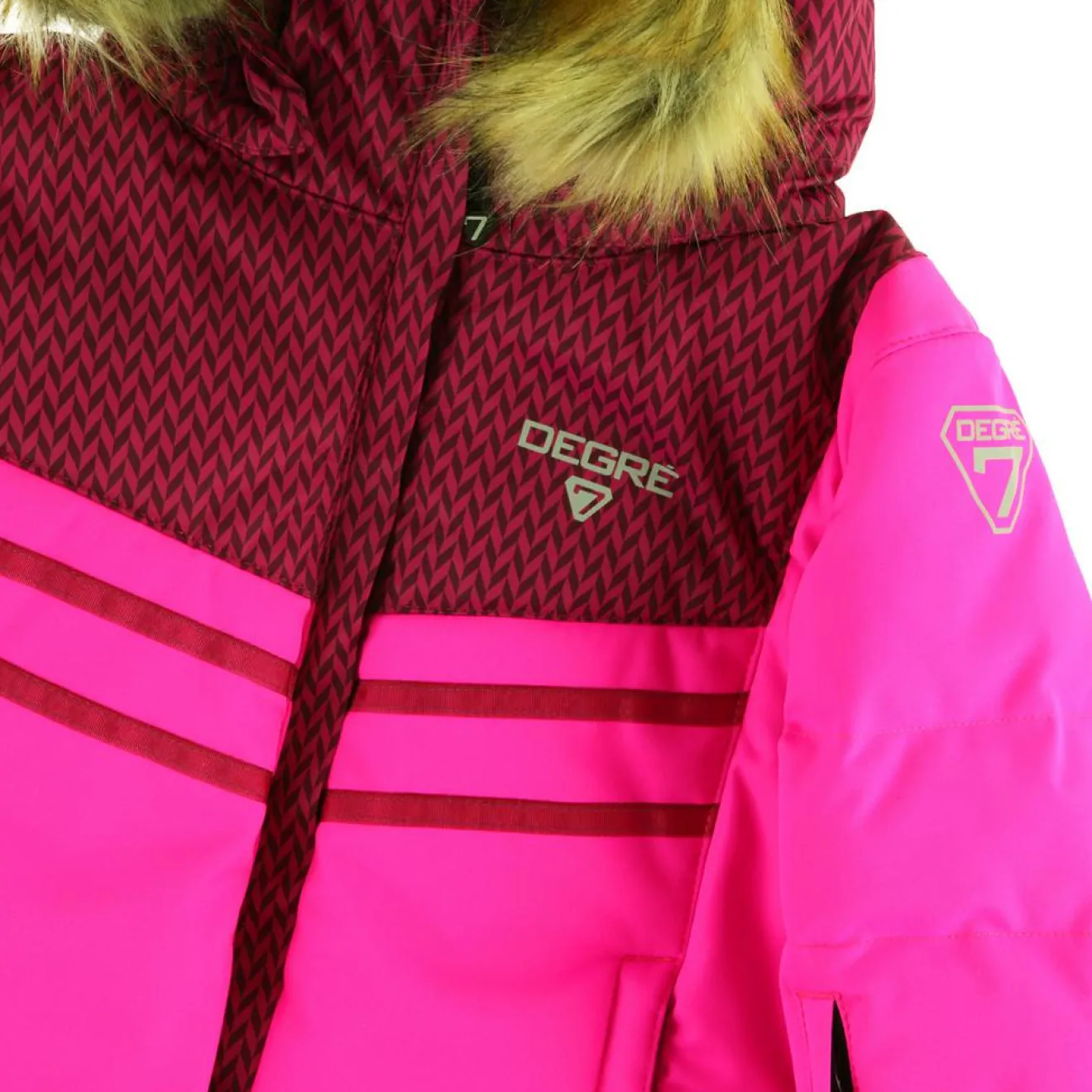 Enfant Degré 7 Veste de Ski Maya col fausse fourrure rose ultra