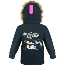 Enfant Degré 7 Veste de ski Pingouin col fausse fourrure bleu foncé