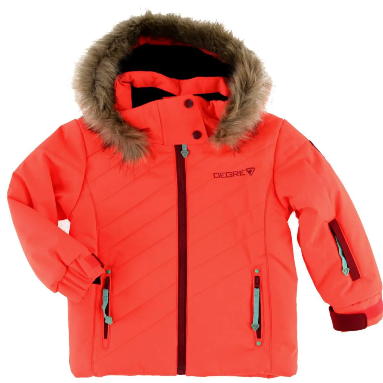 Enfant Degré 7 Veste de Ski Pingouin col fausse fourrure rouge orange