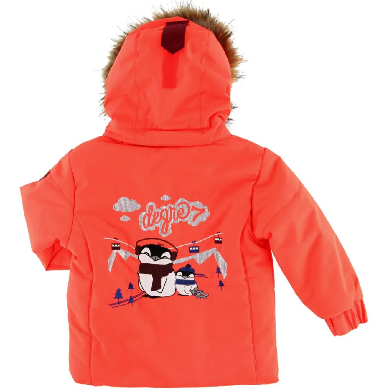 Enfant Degré 7 Veste de Ski Pingouin col fausse fourrure rouge orange