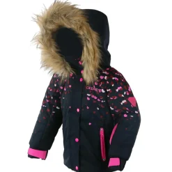 Enfant Degré 7 Veste de ski Rose col fausse fourrure marine