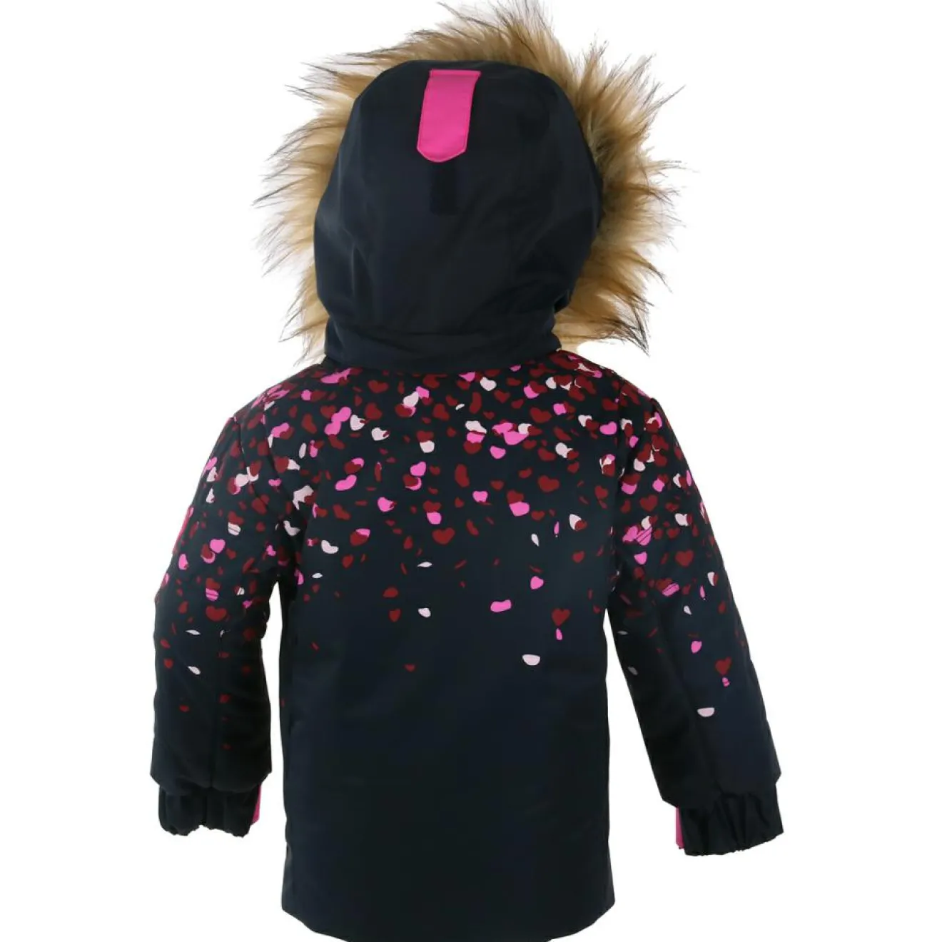 Enfant Degré 7 Veste de ski Rose col fausse fourrure marine