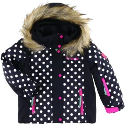 Enfant Degré 7 Veste de Ski Rose col fausse fourrure bleu foncé/blanc