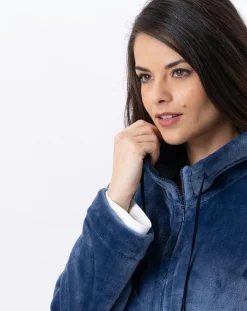 Outlet Le Chat Veste d'intérieur en peluche flanelle Essentiel prusse