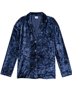 Hot Le Chat Veste d'intérieur en velours Platine bleue