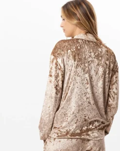 Femme Le Chat Veste d'intérieur en velours Platine dorée