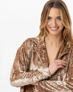 Femme Le Chat Veste d'intérieur en velours Platine dorée