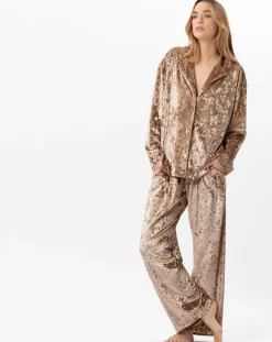 Femme Le Chat Veste d'intérieur en velours Platine dorée