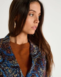 Outlet See u Soon Veste Emma satinée imprimée bordeaux/bleu