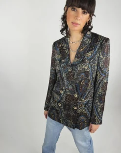 Outlet See u Soon Veste Emma satinée imprimée bordeaux/bleu