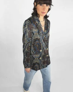 Outlet See u Soon Veste Emma satinée imprimée bordeaux/bleu