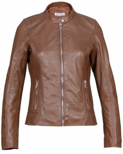 Femme Blue Wellford Veste en Cuir Aglae cognac