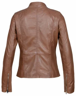 Femme Blue Wellford Veste en Cuir Aglae cognac