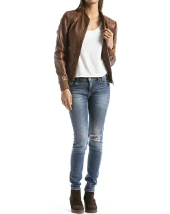 Online Blue Wellford Veste en Cuir Alba cognac