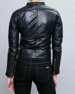 Femme Chyston Veste en Cuir Alessia noire