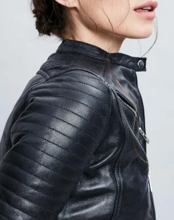 Femme Chyston Veste en Cuir Alessia noire