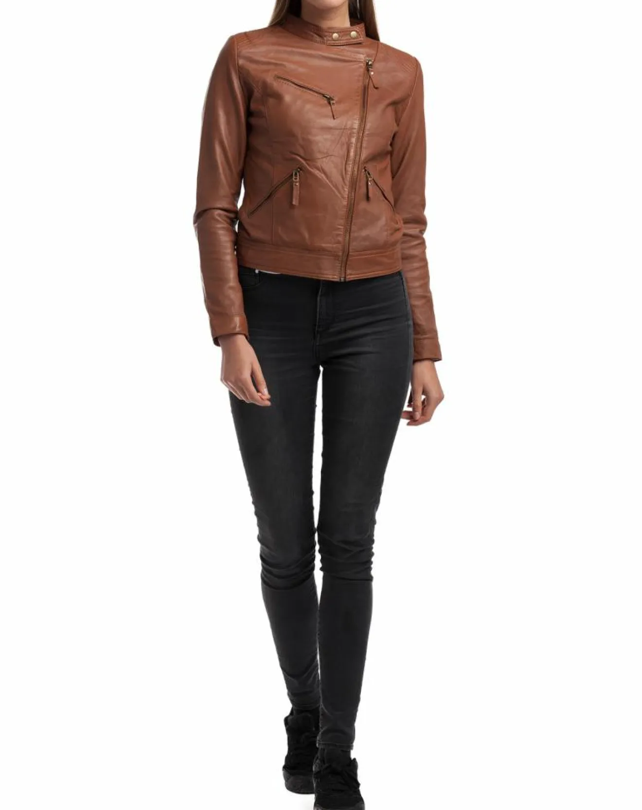 New Chyston Veste en Cuir Alison cognac