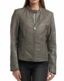 Femme Chyston Veste en Cuir Angelina grise