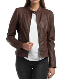 Femme Chyston Veste en Cuir Angelina marron