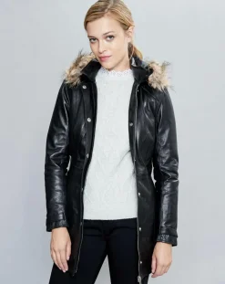 Femme Chyston Veste en Cuir Annie noire