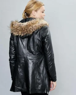 Femme Chyston Veste en Cuir Annie noire