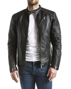 Homme Blue Wellford Veste en Cuir Atur noire