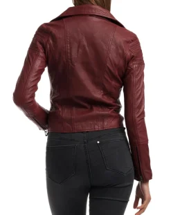 Femme Chyston Veste en Cuir Barbara bordeaux