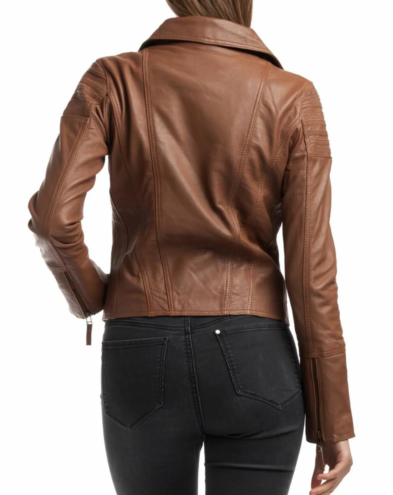 Femme Chyston Veste en Cuir Barbara cognac