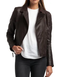 Femme Chyston Veste en Cuir Barbara marron